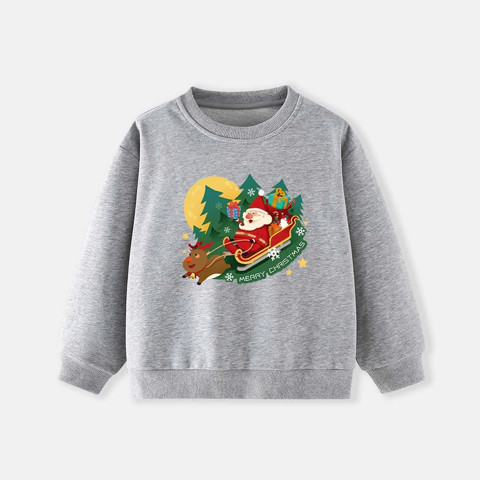 Пуловер для дівчинки з принтом, з довгими рукавами та круглим вирізом, фото №2