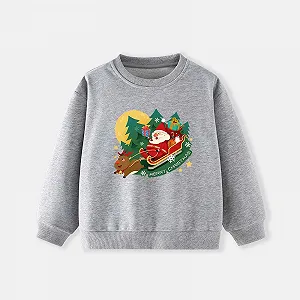 Пуловер для дівчинки з принтом, з довгими рукавами та круглим вирізом synthetic.ua - Фото 1