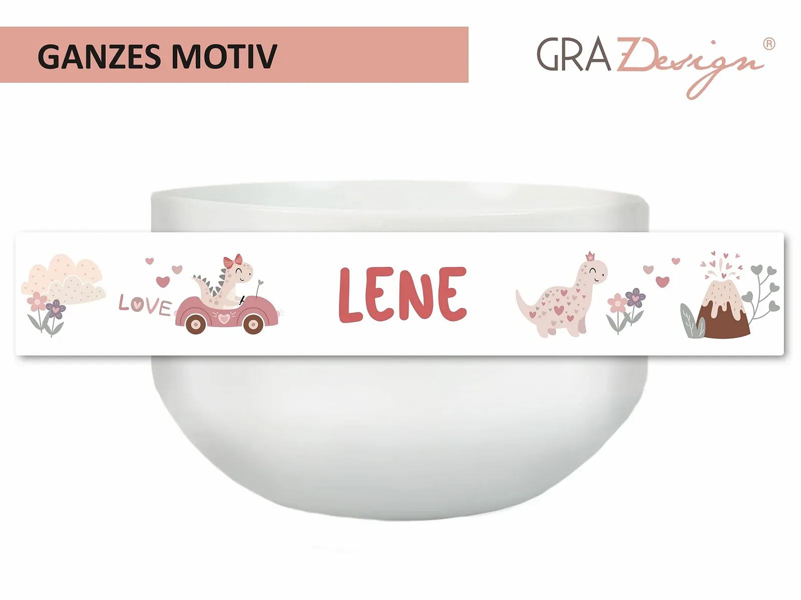 Тарелка GRAZDesign Dino для хлопьев, динозавр, для девочки, персонализированная, керамическая, фото №3 Тарелка GRAZDesign Dino для хлопьев, динозавр, для девочки, персонализированная, керамическая, фото №3