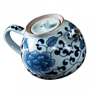 Чайник-заварник PartyKindom Фарфоровий блакитно-білий з кришкою, ретро, керамічний - Фото 1