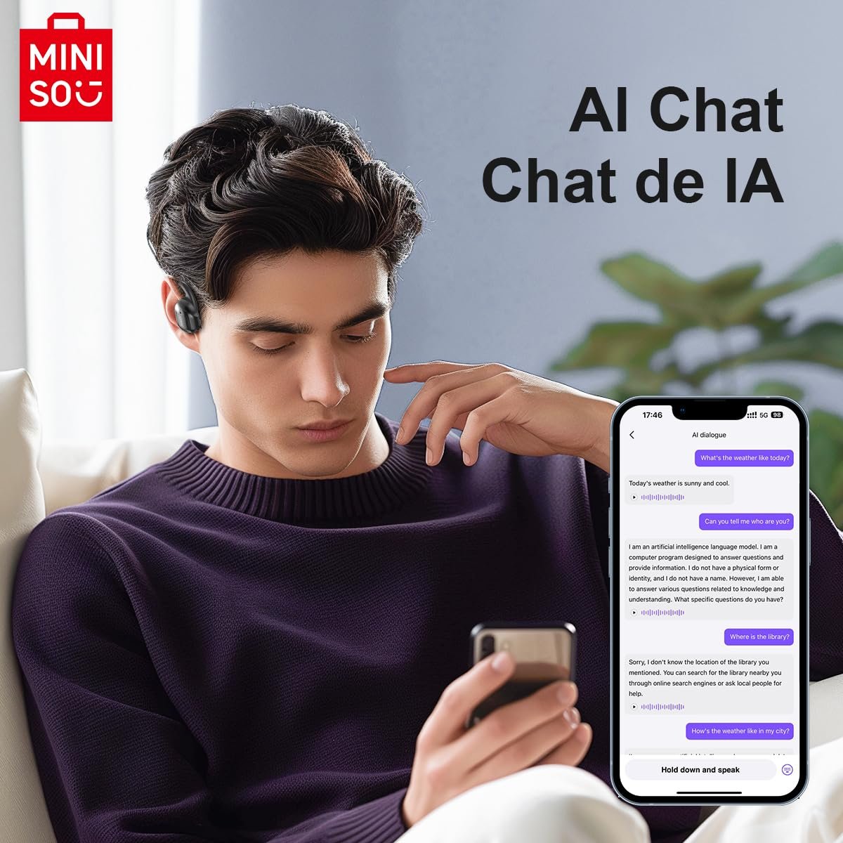 Наушники-переводчик AI MINISO MS162 3-в-1, фото №5