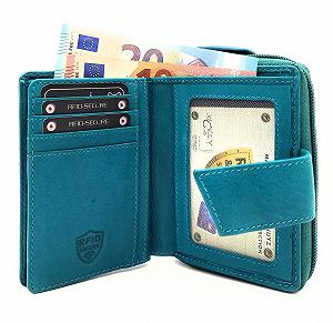 Кошелек Женский из Натуральной Кожи Waxed Cowhide, Место для 19 Карточек, Петроль, Casual synthetic.ua - Фото 1