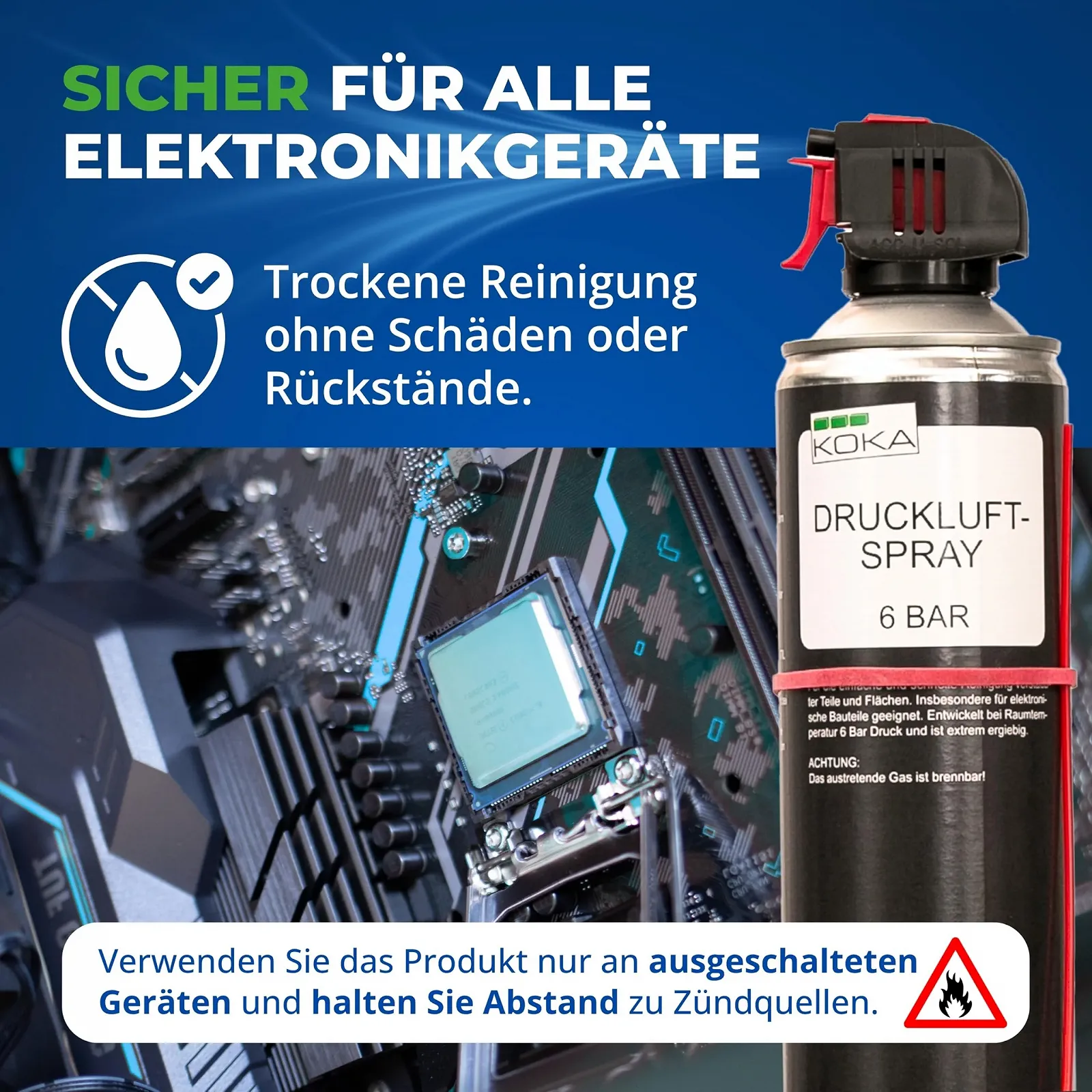 Спрей зі стисненим повітрям KOKA 3 × 600 мл 6 Bar, фото №8 Спрей зі стисненим повітрям KOKA 3 × 600 мл 6 Bar, фото №8