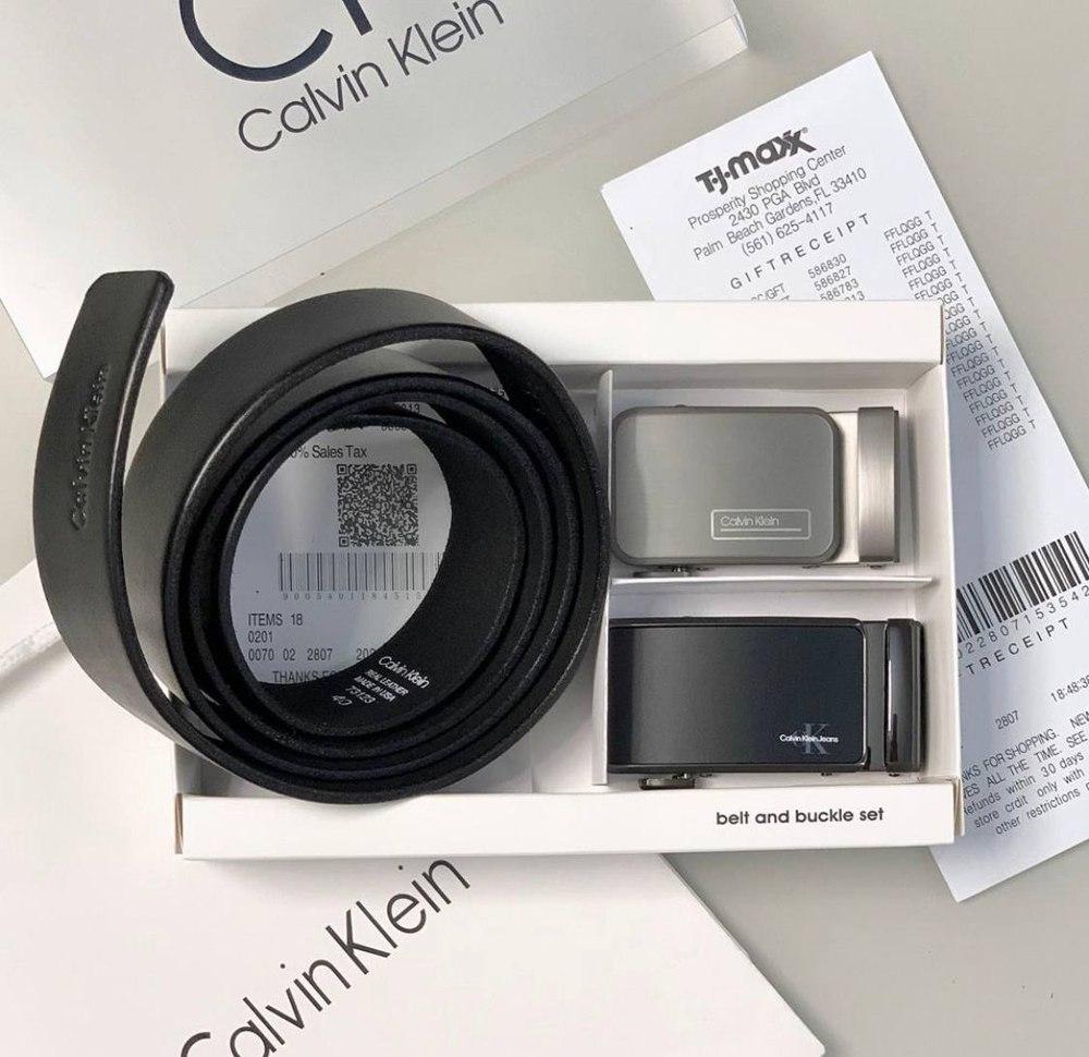 Мужской кожаный ремень с двумя пряжками автомат Calvin Klein из натуральной кожи в подарочной упаковке, фото №1 Мужской кожаный ремень с двумя пряжками автомат Calvin Klein из натуральной кожи в подарочной упаковке, фото №1