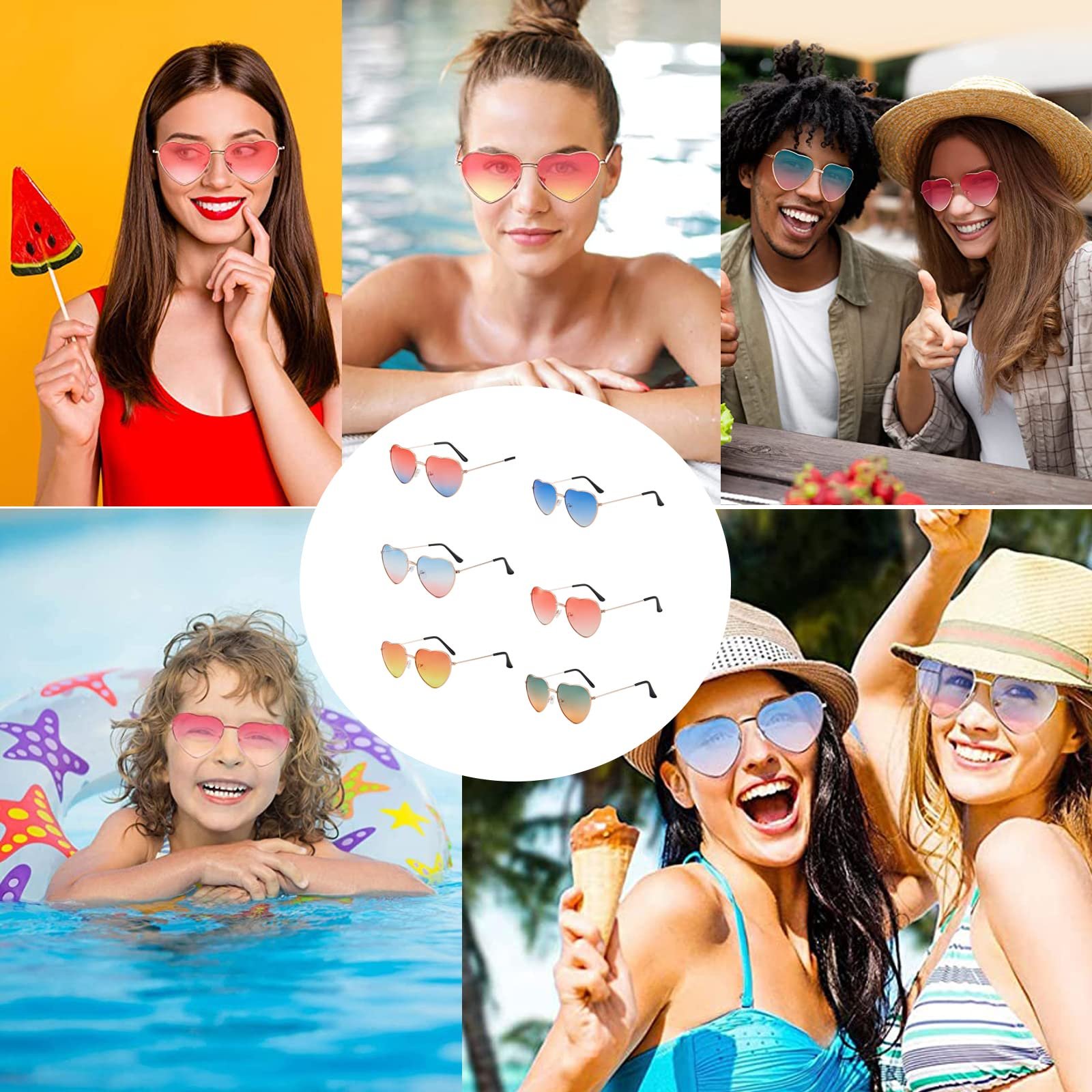 Солнцезащитные очки Сердце Металл Ретро Форма сердца, фото №7