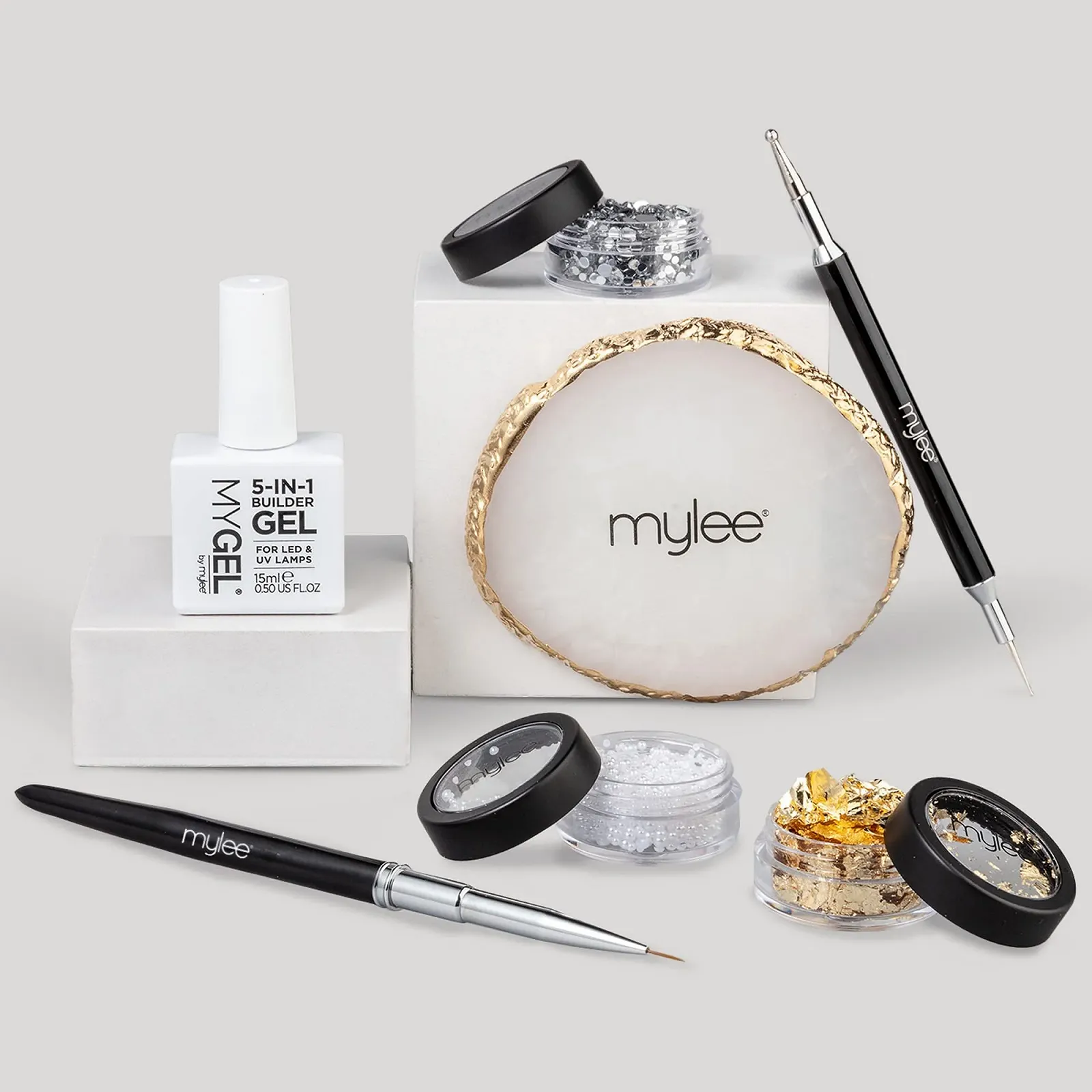Набор для дизайна ногтей Mylee Be Jewelled кисть дотс палитра гель и декор 5 в 1, фото №8