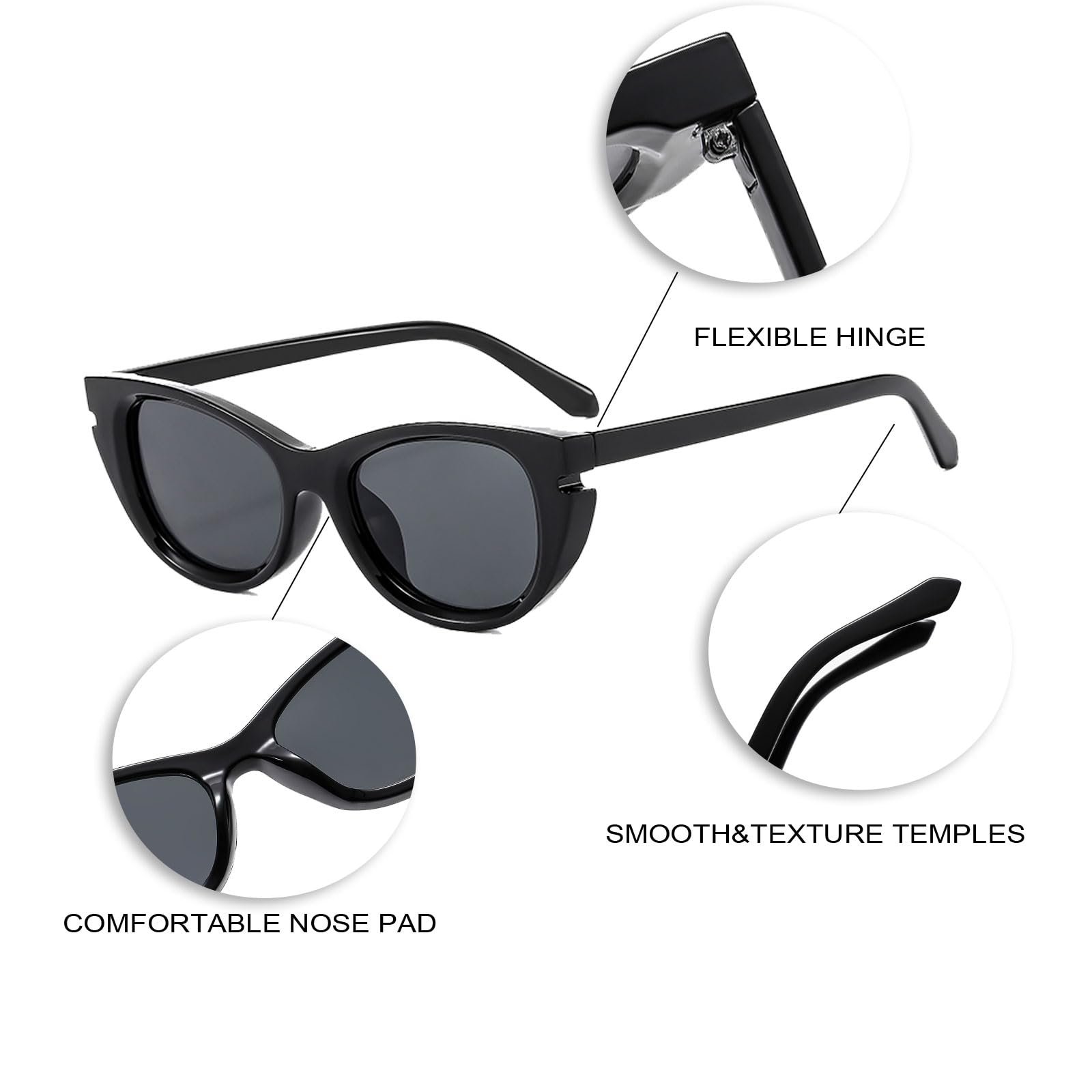 Сонцезахисні окуляри «котяче око» Long Keeper вінтажні жіночі трендові ретро 90-х чорні UV400, фото №3