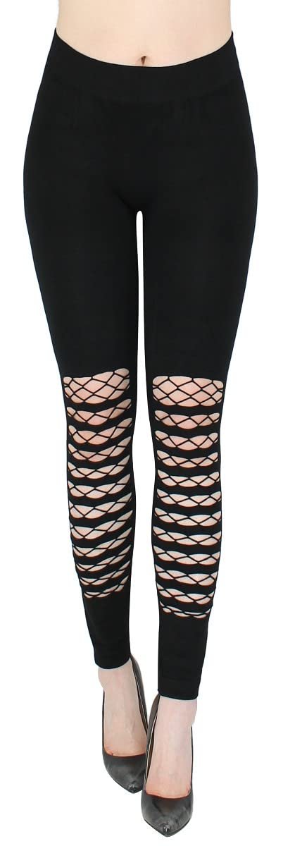 Леггинсы dy_mode Destroyed Look JL005 Женские с кружевом и отверстиями Черный, фото №1