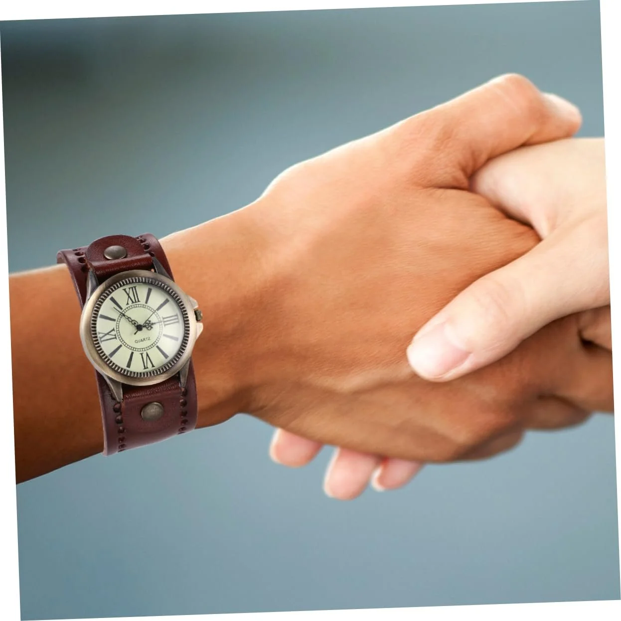 Часы мужские минималистичные VALICLUD Ремешок кожаный Светлый кофе, фото №3