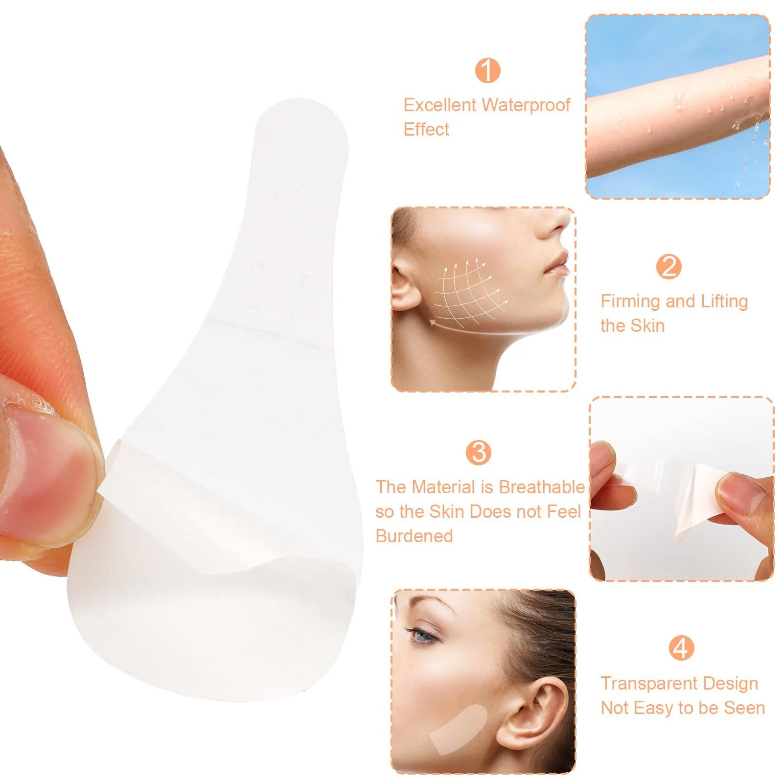 Набір патчів для підтяжки обличчя Lyreh, 188 шт., включаючи водонепроникні невидимі стрічки для підтяжки обличчя, фото №4