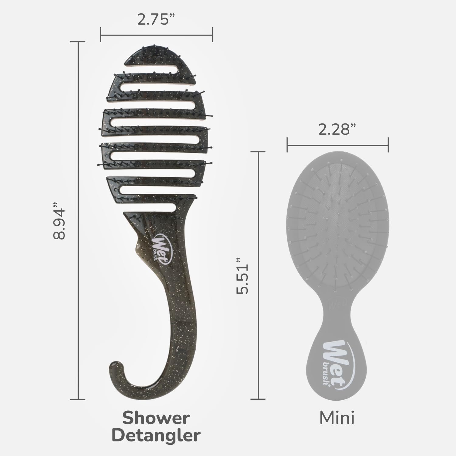 Щітка Wet Brush Shower Detangler Black Glitter, фото №5