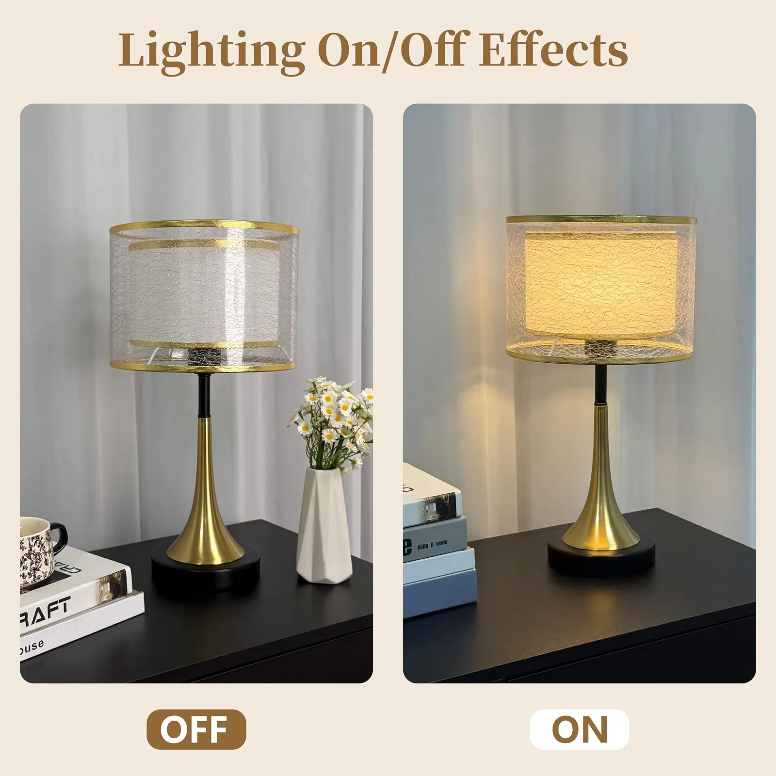Настільна лампа LED PC Lampshade Gold Luxury Dimmable Золотиста, фото №4