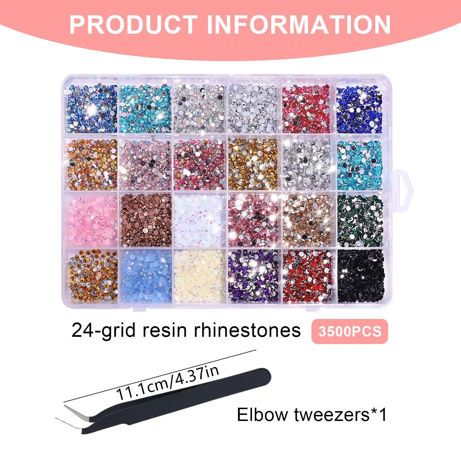 Стразы для ногтей 3 мм, 24 цвета, фото №2