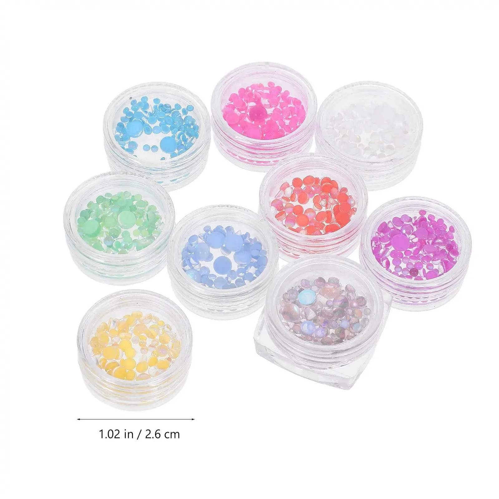 NOLITOY 9 коробок Украшение для ногтей Украшение для ногтей с плоской задней частью Искусственный жемчуг 3D Подвески для ногтей из жемчуга Полукруглые маникюрные хрустальные стеклянные бусины, фото №6