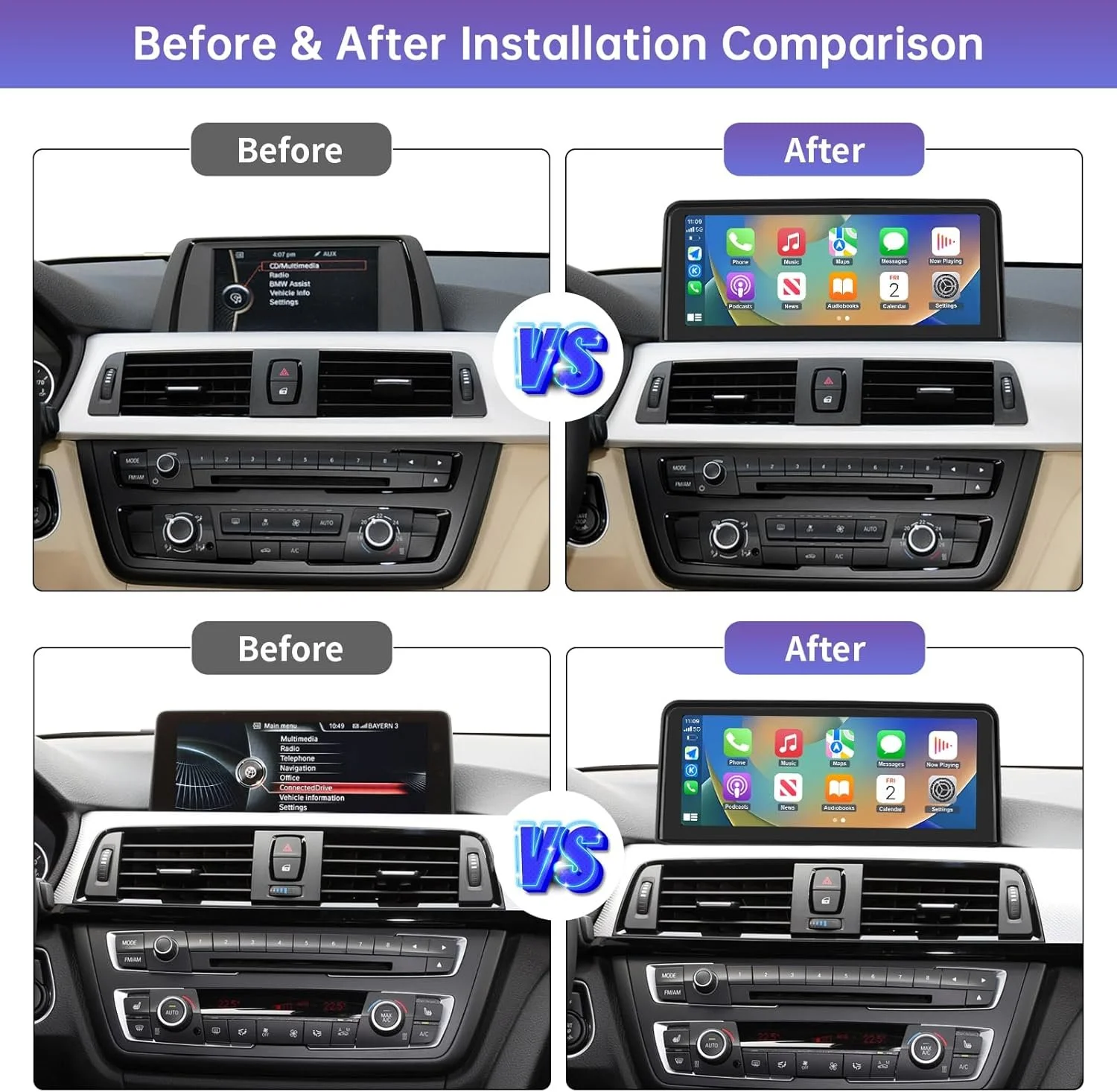 Штатная автомагнитола Road Top для BMW 3 4 Series F30-F36 2012-2015 / 10.25" / Сенсорная / Apple CarPlay / Android Auto / Bluetooth / WI-FI / GPS / USB, фото №4