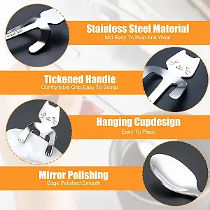 Набор кофейных ложек Cat из 4 штук, чайная ложка из нержавеющей стали с подвесным дизайном котенка, десертная ложка для воды, чая, молока, кофе, десертов, напитков, для смешивания молочных коктейлей, подвесная чашка, кухонный гаджет synthetic.ua - Фото 1