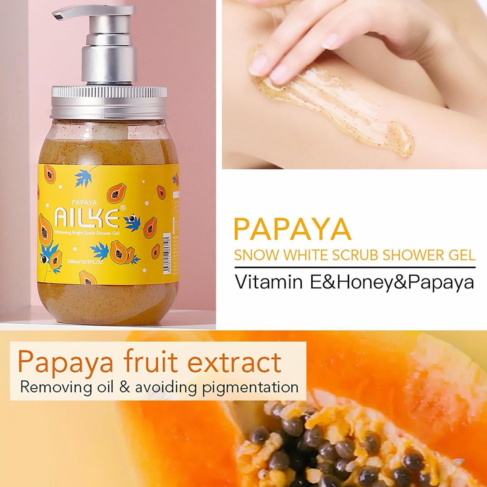 Гель-скраб для душу AILKE Papaya Відбілювальний зволожуючий 500 мл, фото №4 Гель-скраб для душу AILKE Papaya Відбілювальний зволожуючий 500 мл, фото №4