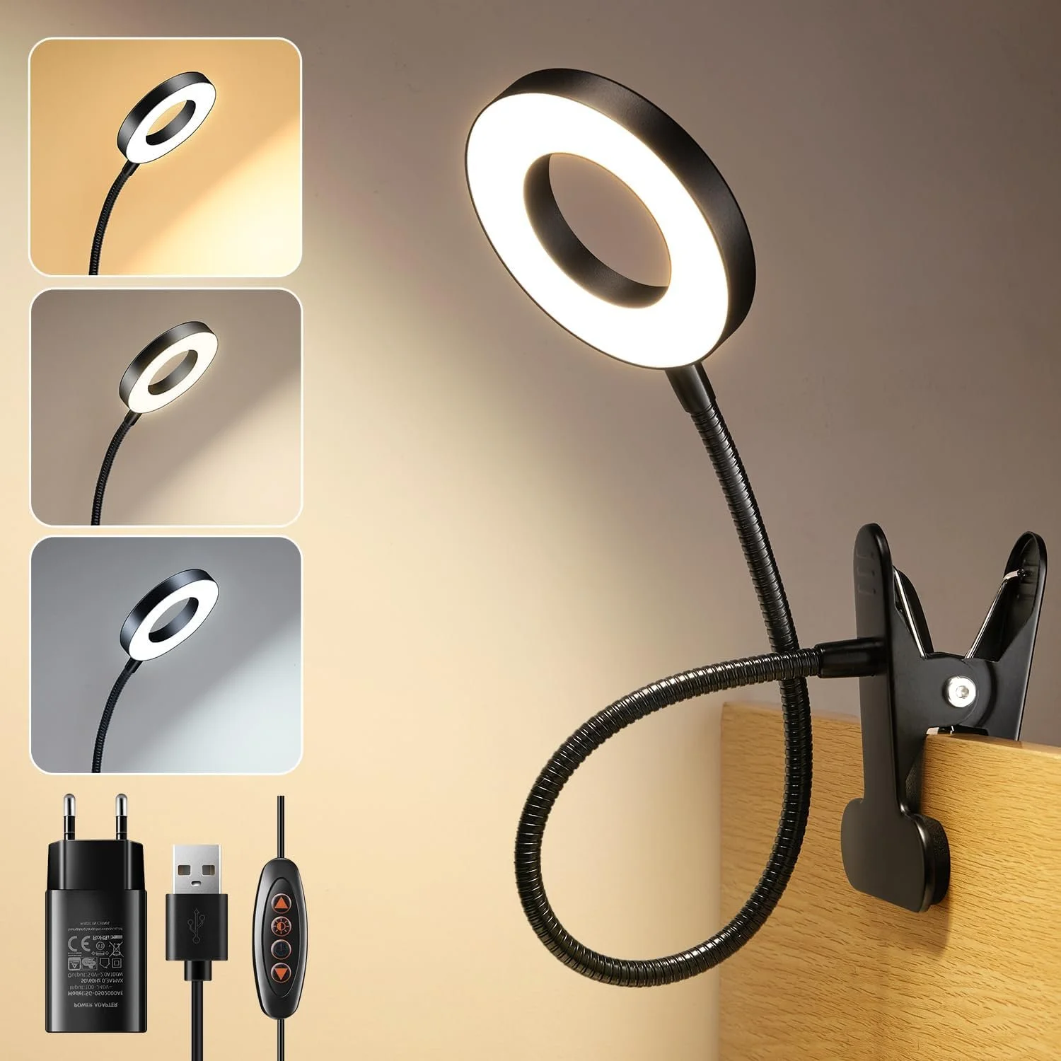 Лампа для читання One Fire 48 LED USB 10 W 40 cm 360° Flexible Clamp Lamp, фото №4