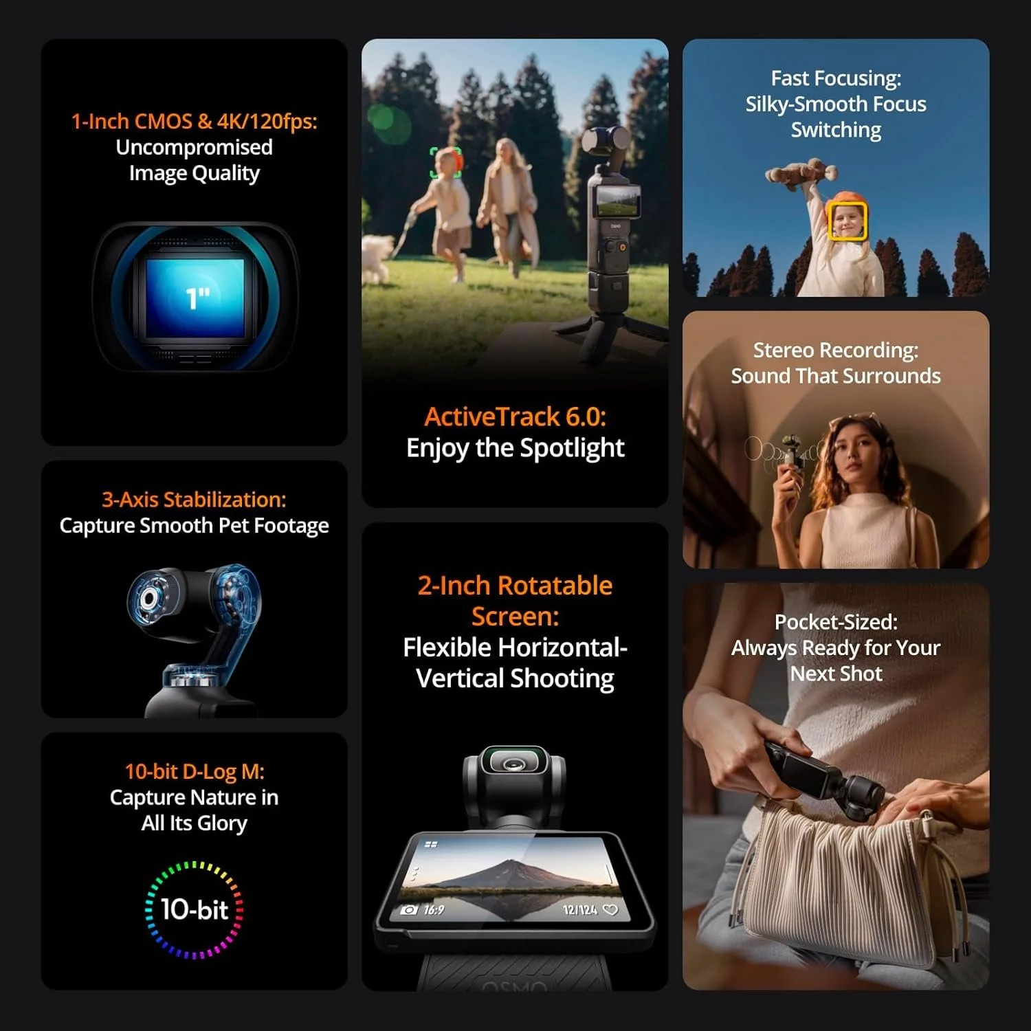 Екшн-камера DJI Osmo Pocket 3 Creator Combo / 180° / 4К  / 60fps / Wi-Fi / Bluetooth / Чорна, фото №6