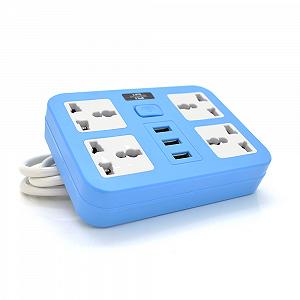 Стільний фільтр ТВ-Т15, 4 розетки 3 USB з переключачем 2 м сечення 3х0,75 мм, 2500W Blue Box - Фото 1