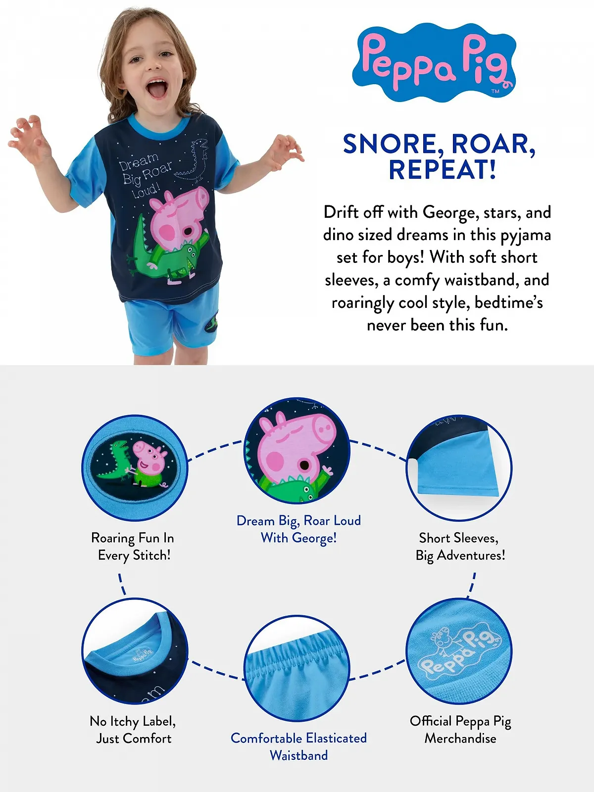 Пижама Peppa Pig George Pig для мальчиков, короткая, фото №7 Пижама Peppa Pig George Pig для мальчиков, короткая, фото №7
