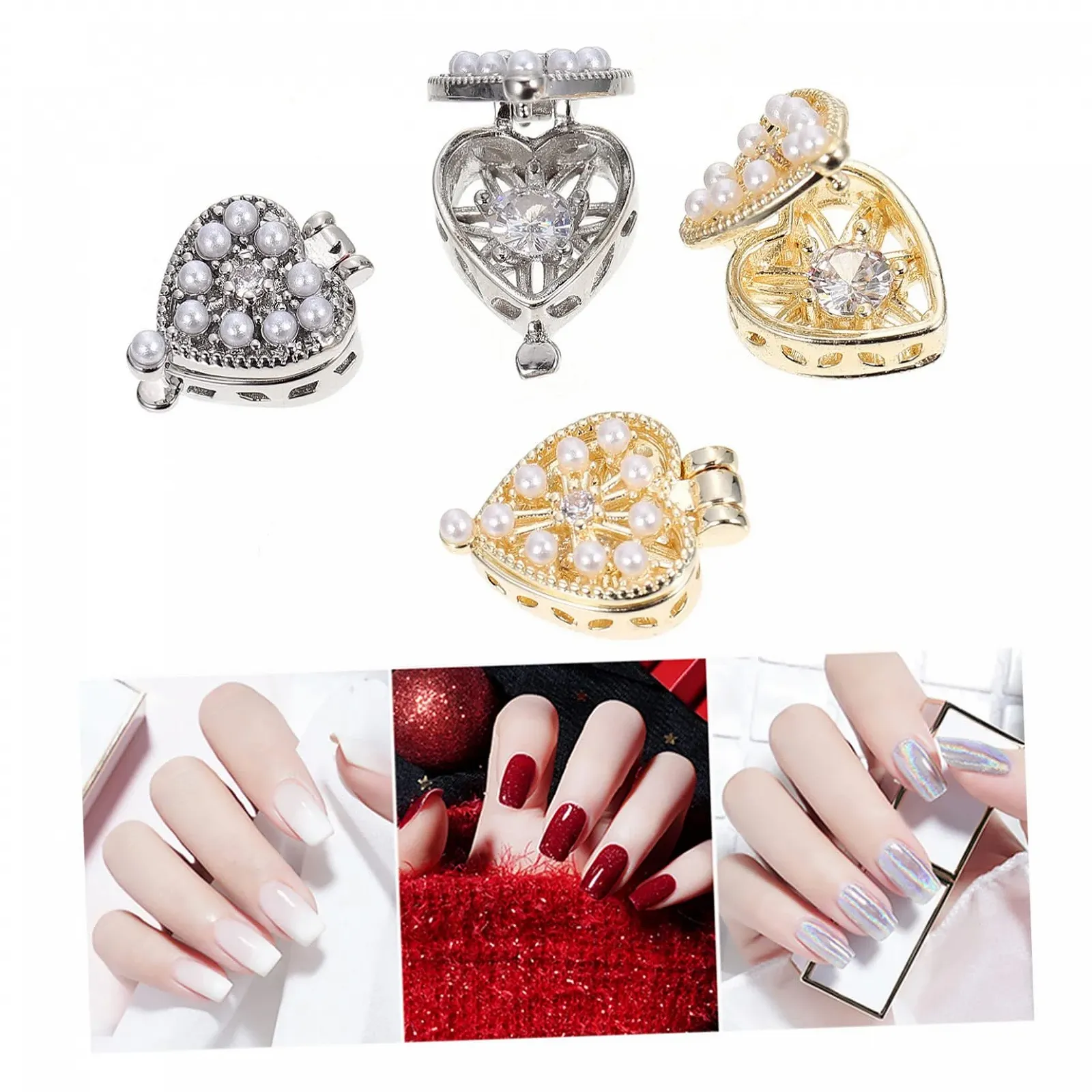 Стрази для нігтів Прикраса для нігтів Серце (4 шт.), фото №4