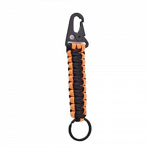 Брелок Paracord 7 нитей для кемпинга и походов Черный/оранжевый synthetic.ua - Фото 1