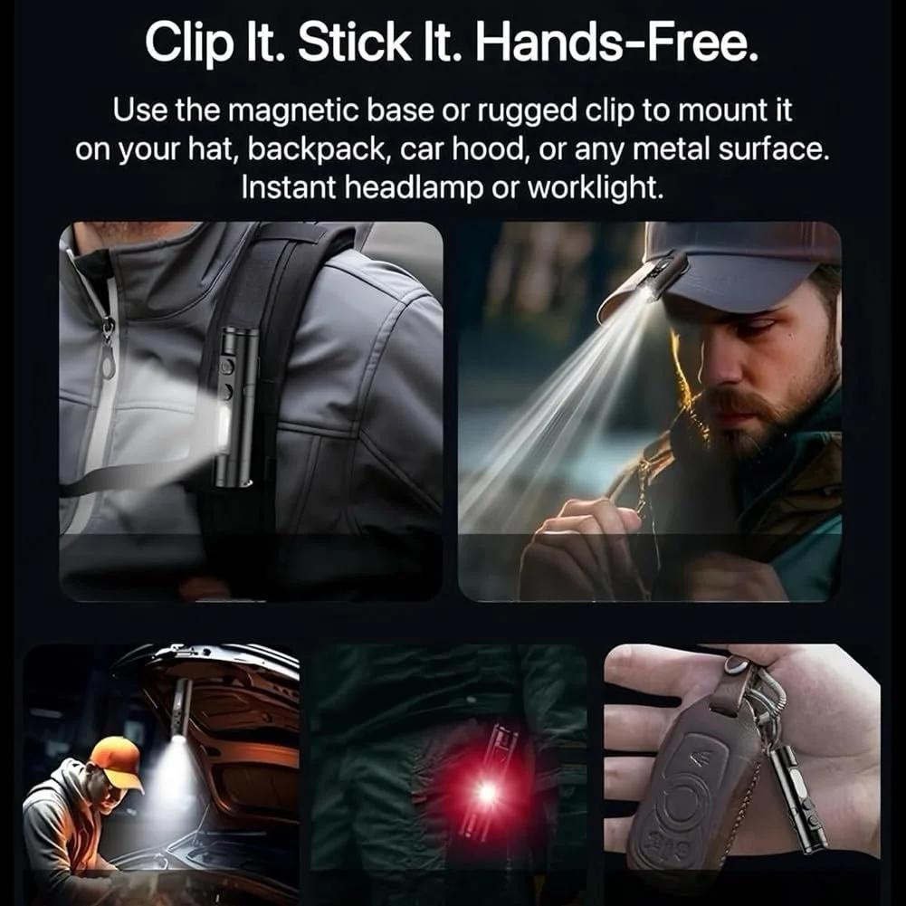 Перезаряджуваний Магнітний Надзвичайно Яскравий Тактичний Ліхтарик Срібний (2 шт), фото №3 Перезаряджуваний Магнітний Надзвичайно Яскравий Тактичний Ліхтарик Срібний (2 шт), фото №3