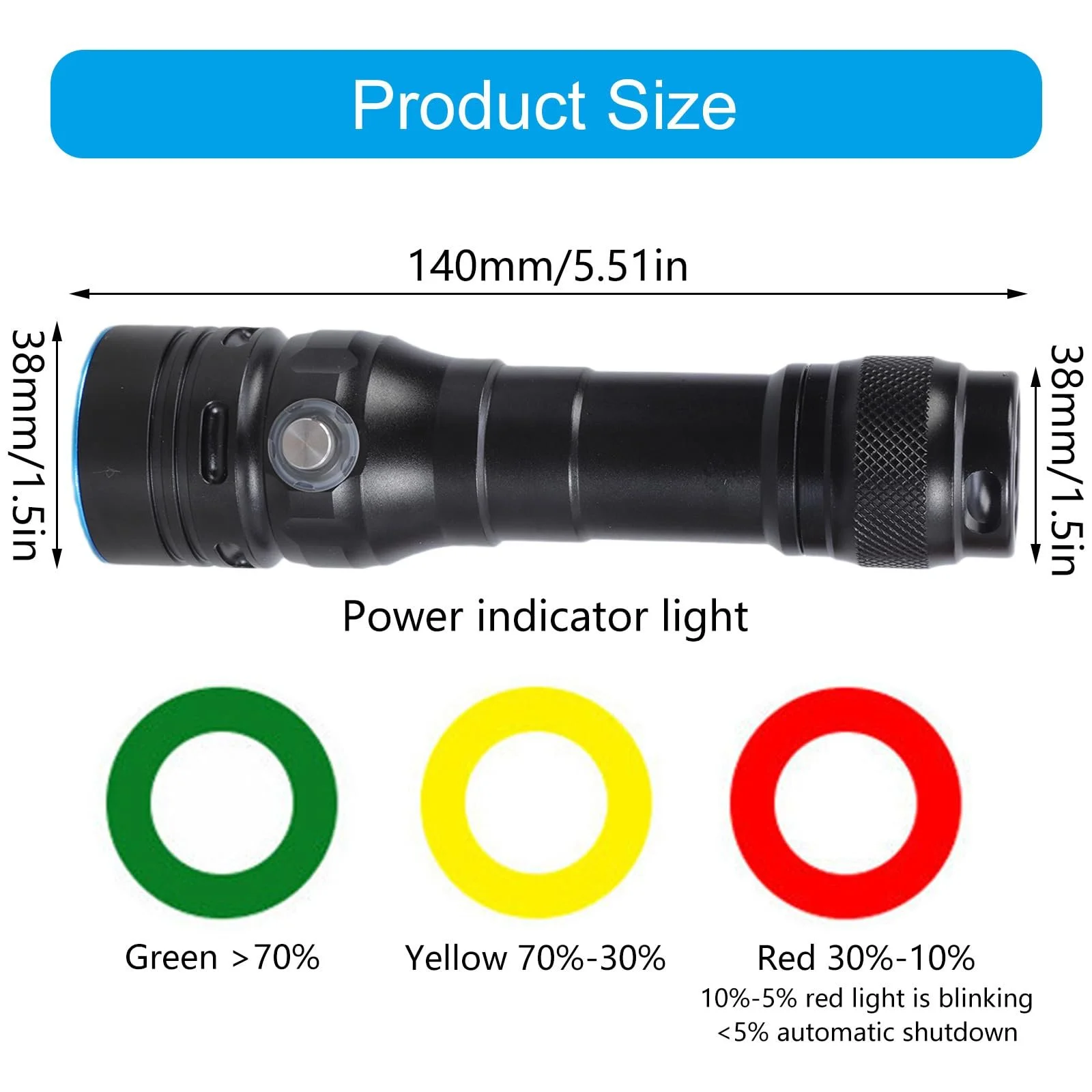 LED фонарь для дайвинга 4 Подводный свет Безопасный легкий водонепроницаемый фонарь для дайвинга, фото №4