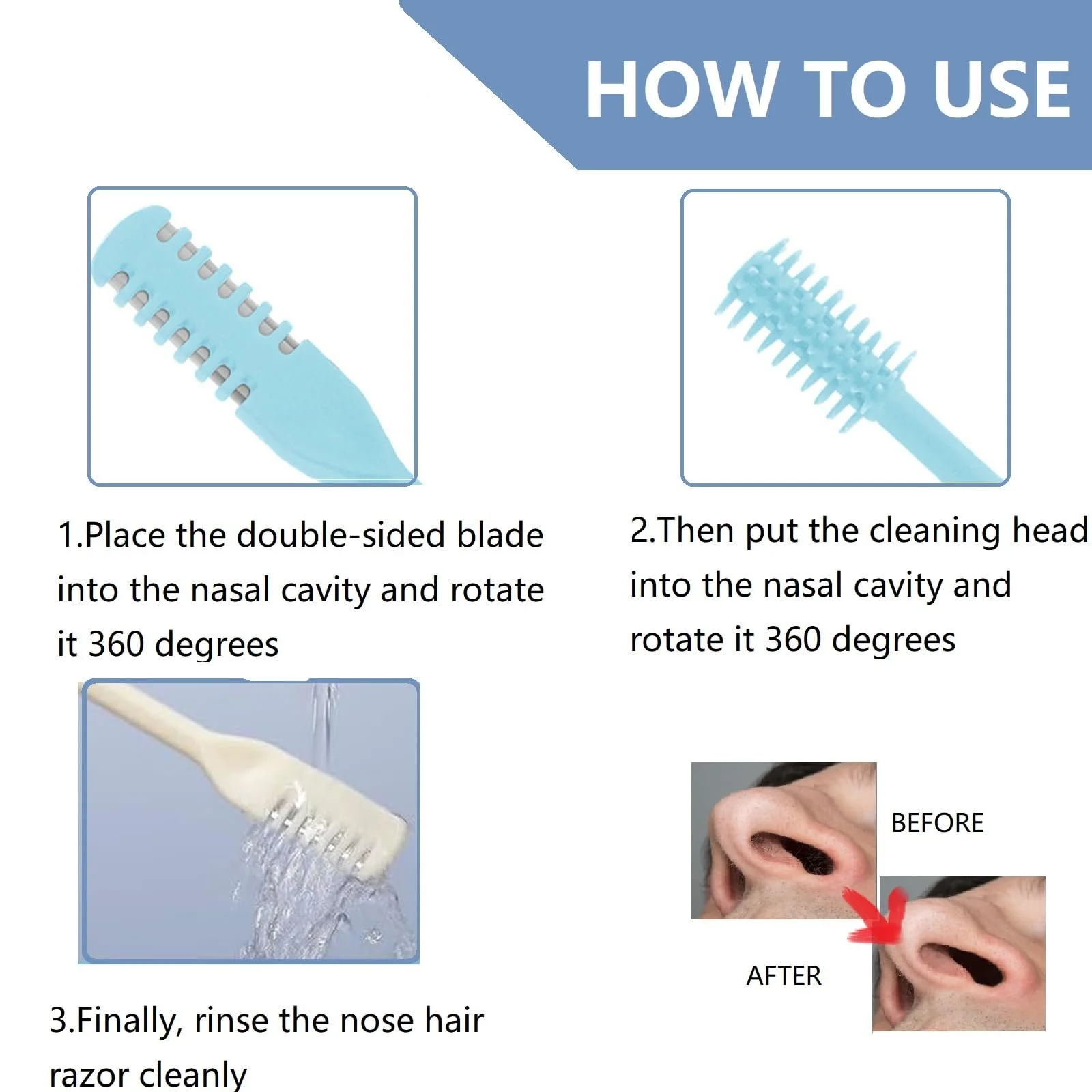 Тример для носа Double-Sided Nose Hair Knife з 360° обертанням, фото №4