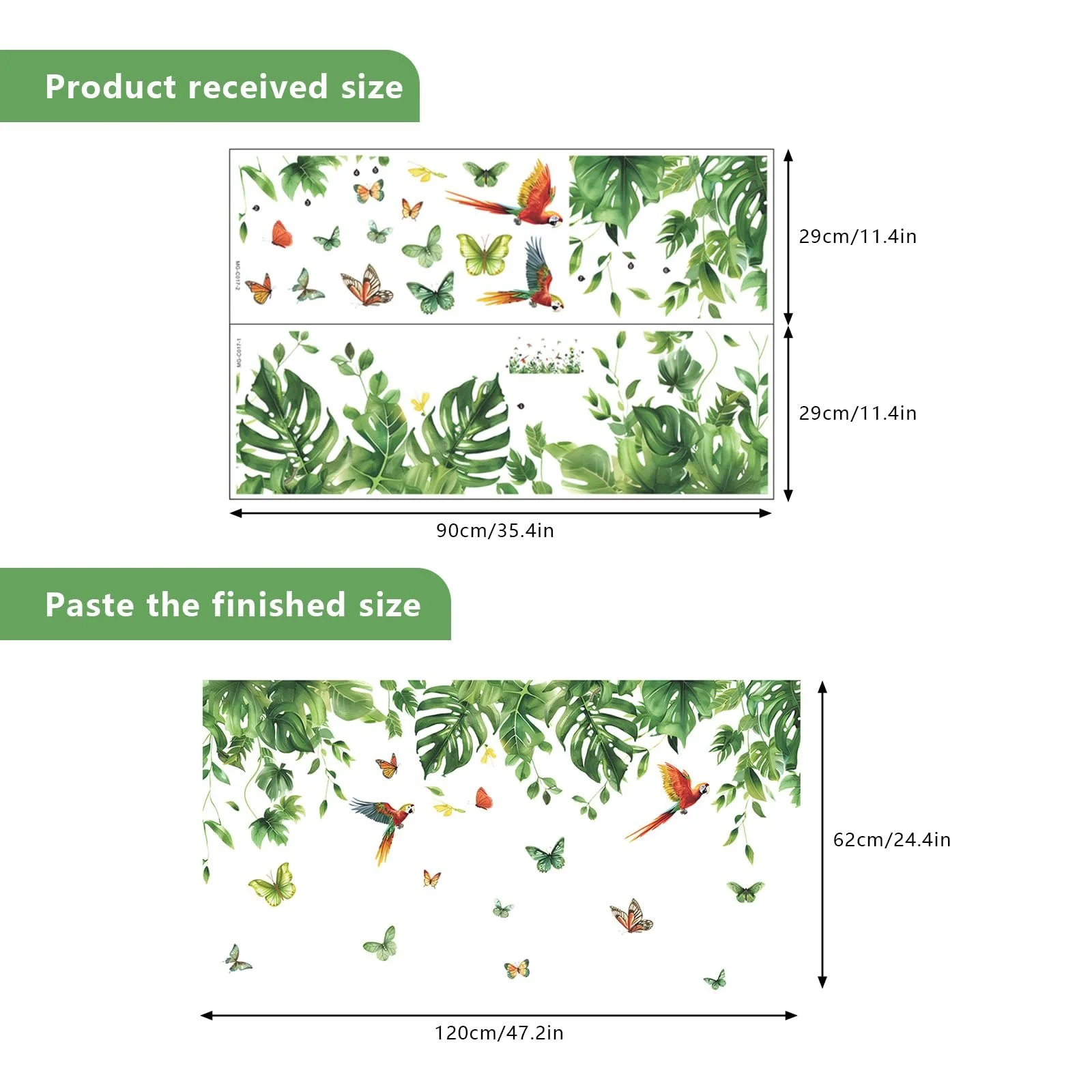 Наклейка на стіну Тропічне листя Рослини Птахи Метелики, фото №2 Наклейка на стіну Тропічне листя Рослини Птахи Метелики, фото №2