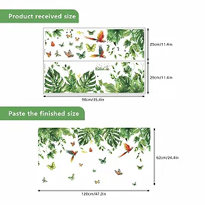 Наклейка на стіну Тропічне листя Рослини Птахи Метелики synthetic.ua - Фото 1
