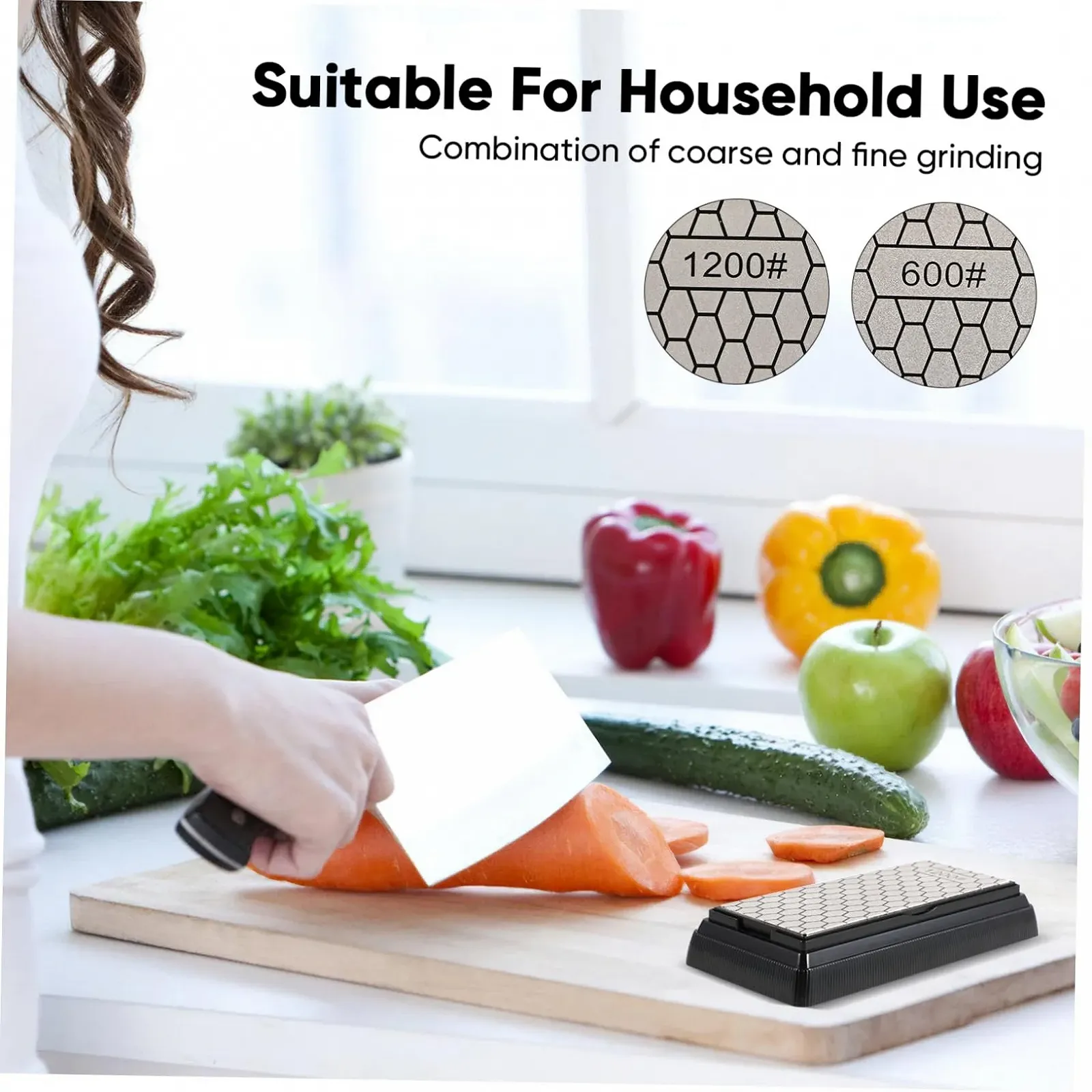 Точильний камінь Vaguelly алмазний двосторонній грубе та тонке заточування з нековзною основою, фото №3