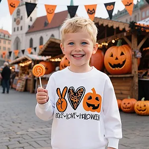 Світшот для хлопчиків TCWWBB Хелловін Гарбуз Скелет synthetic.ua - Фото 1
