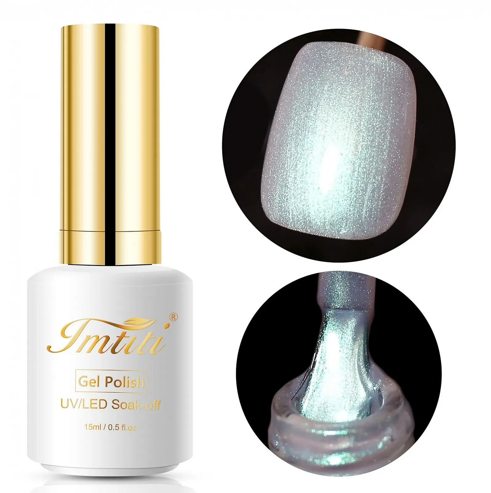 Гель-лак Imtiti Блискучий білий 15 мл, білий, зелений, фото №2