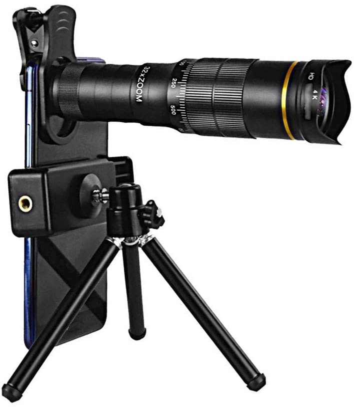 Монокуляр QHYTL HD 4K Телескопічний Зум 32x Телефото Об'єктив Повнодиапазонне Багатошарове Покриття з Тримачем для Мобільного Телефону Малий Штатив Портативний, фото №1