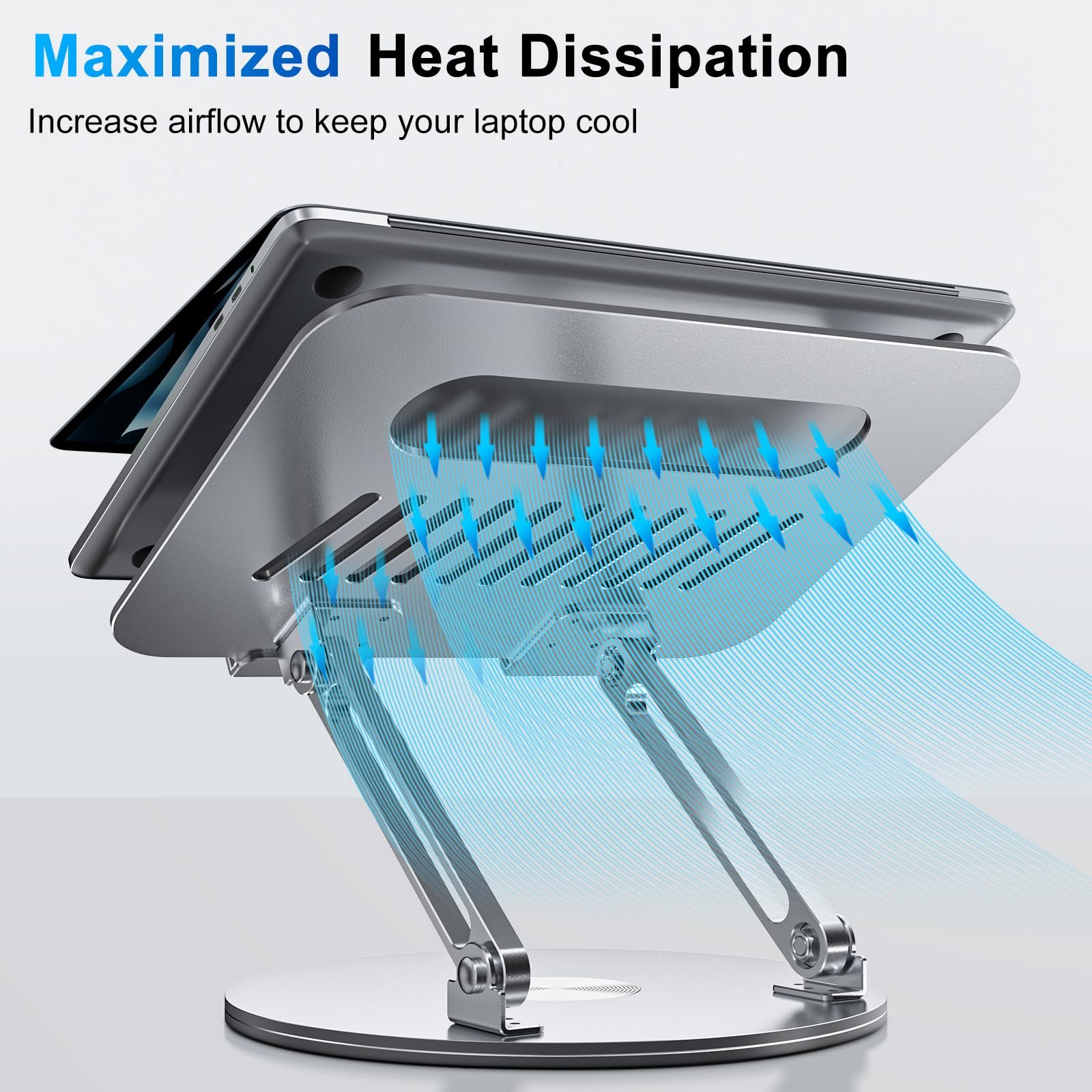 Підставка для ноутбука, регульована по висоті, складана, ергономічна вентильована з обертовою основою 360, вертикальний тримач для ноутбука, сумісна з Notebook MacBook Air/Pro, Dell, HP і ноутбуками 11-16 дюймів, фото №3