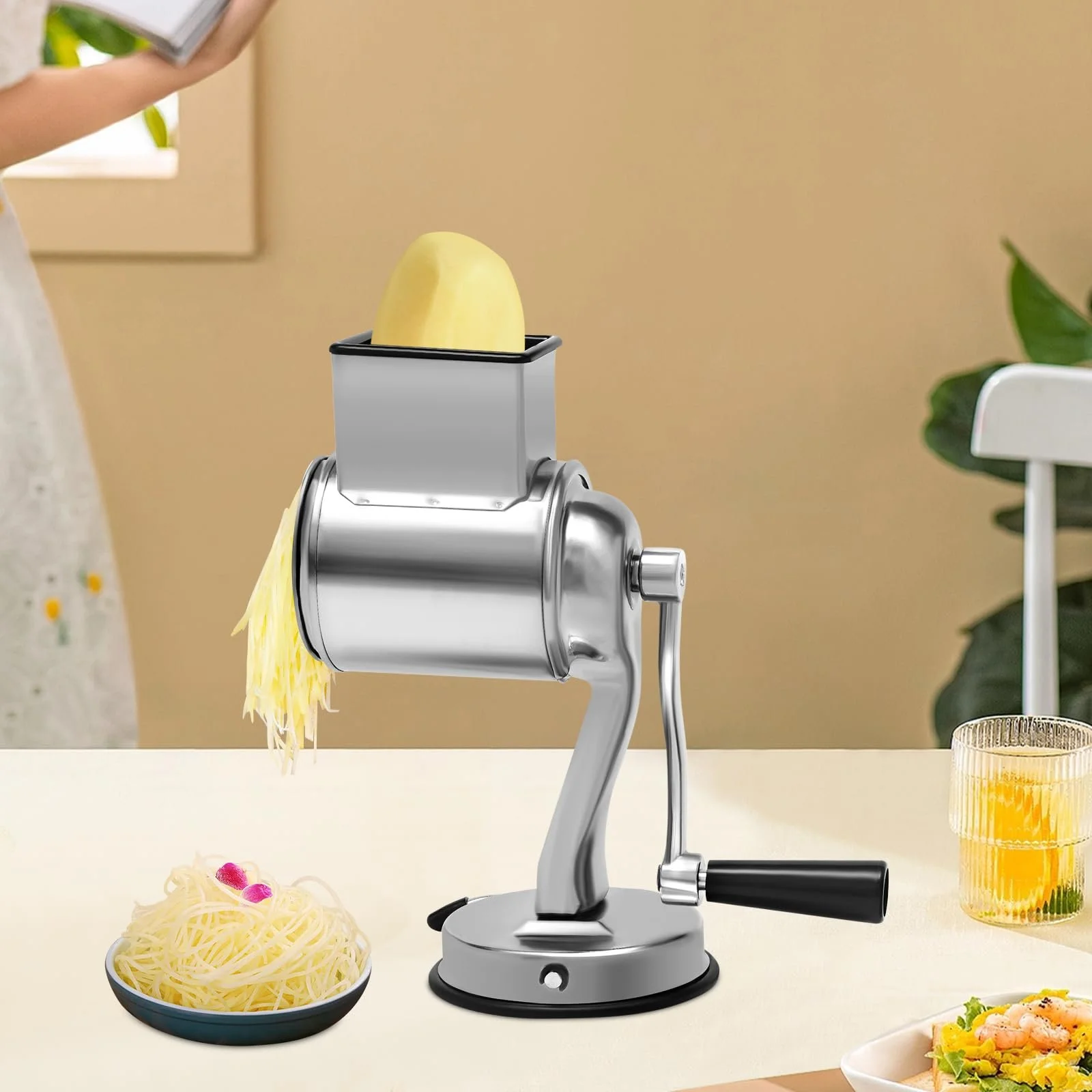 Ручна барабанна терка-овочерізка з нержавіючої сталі Edelstahl, ручна, фото №7 Ручна барабанна терка-овочерізка з нержавіючої сталі Edelstahl, ручна, фото №7