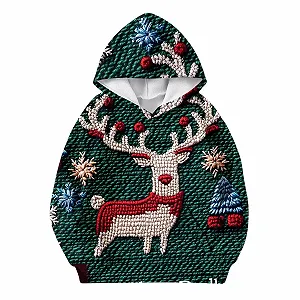 Худи для девочки длинный рукав из мягкой ткани с рождественским принтом synthetic.ua - Фото 1