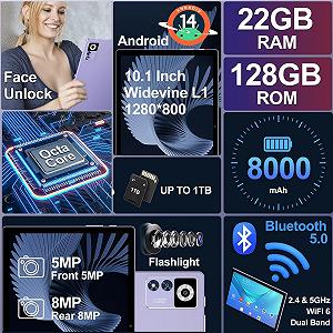 Планшет 10.1" ZIOVO Z168 6+16/128Gb 2 ядер ‎Android 14 8000 mAh Фіолетовий synthetic.ua - Фото 1