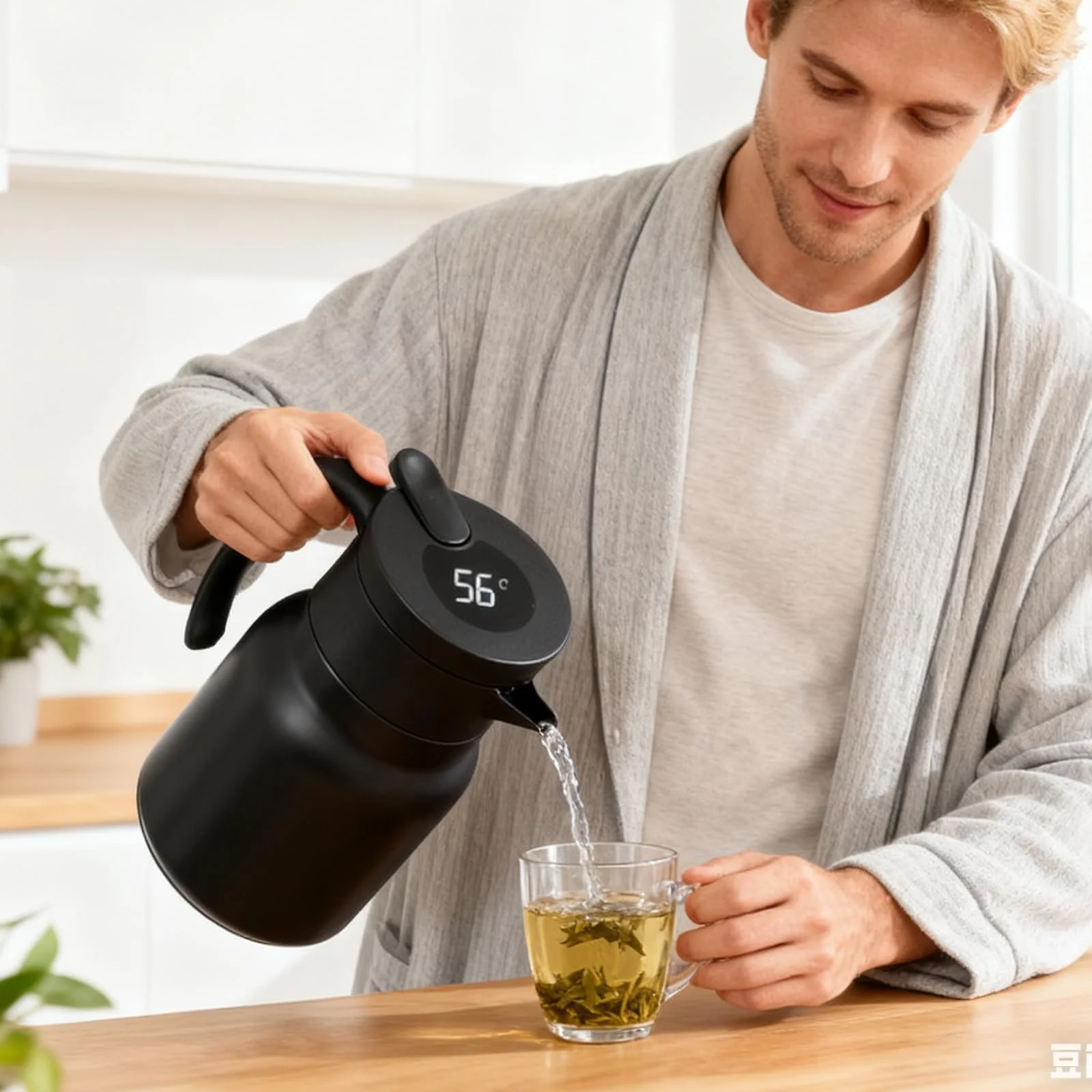 Термос 316 Stainless Steel 1.5 л с двойными стенками, изолированный кувшин с ситечком для чая и дисплеем температуры, вакуумный термос для чая, кофе, молока, сока, фото №6