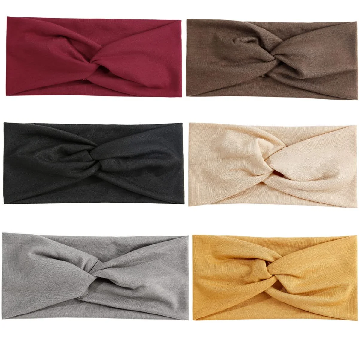 Набір з 6 еластичних пов'язок для волосся, перехресний вузол, фото №1 Набір з 6 еластичних пов'язок для волосся, перехресний вузол, фото №1