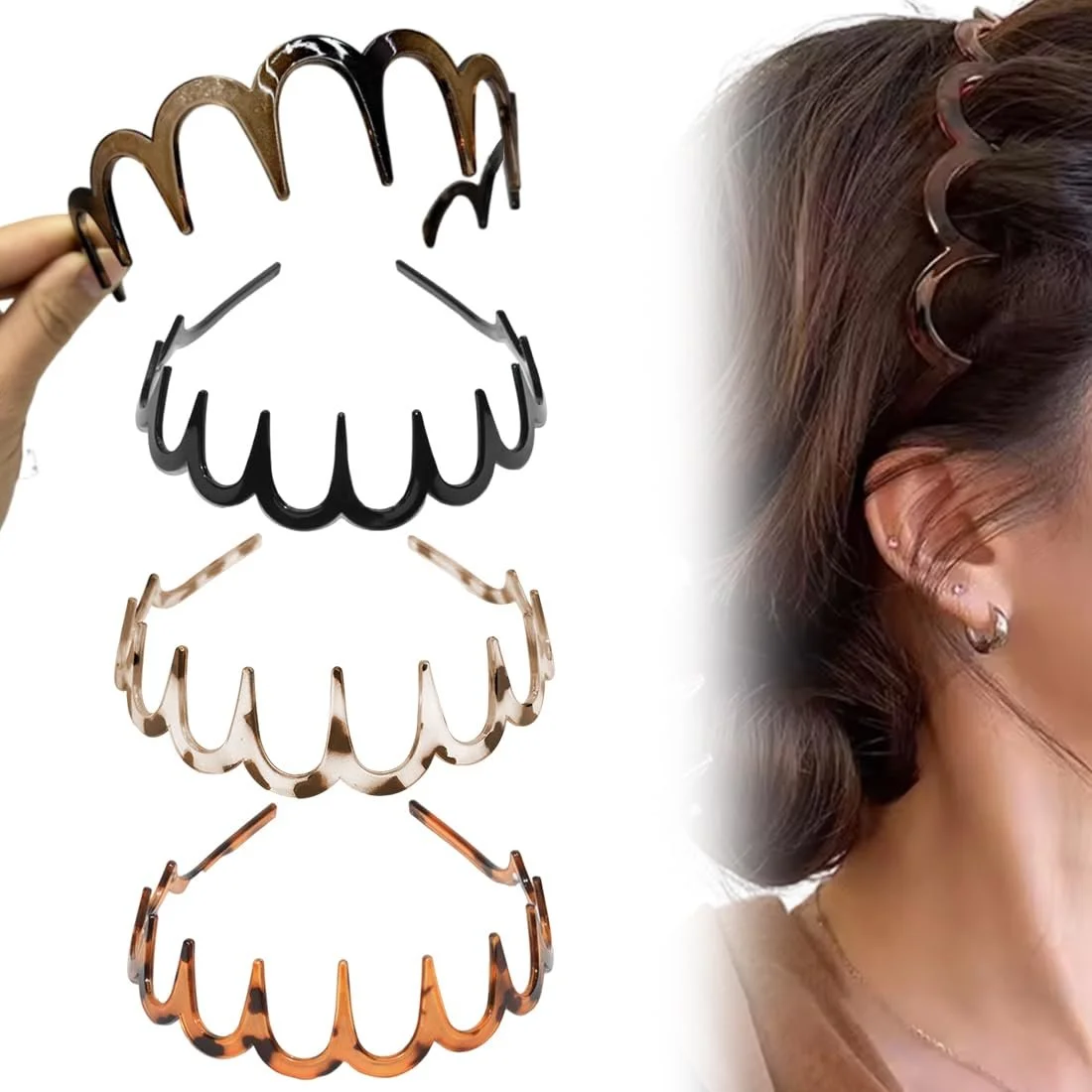 Обруч для волосся зубчастий Z типа, 4 штуки, фото №1