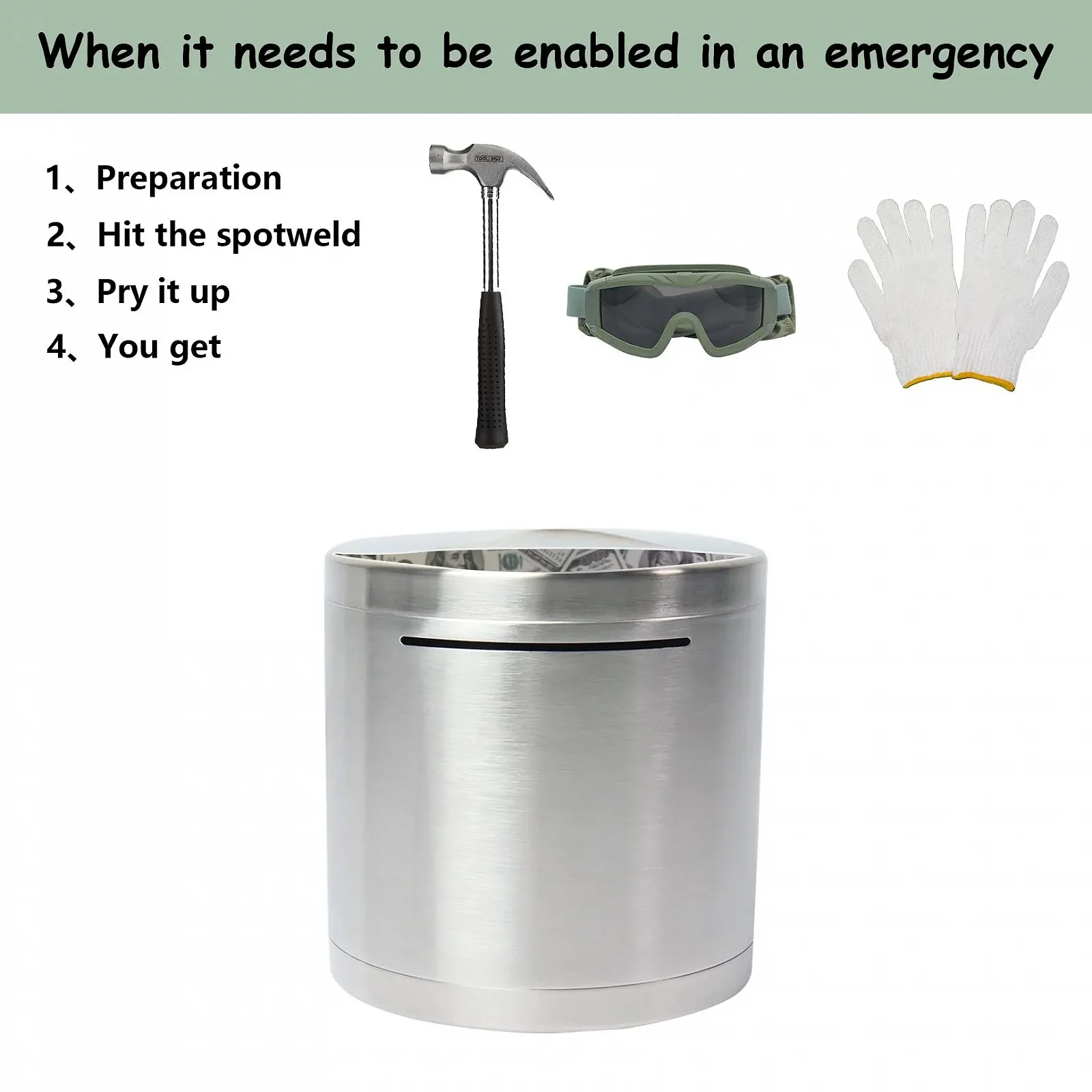 Скарбничка-сейф нержавіюча сталь невідкривна, фото №6