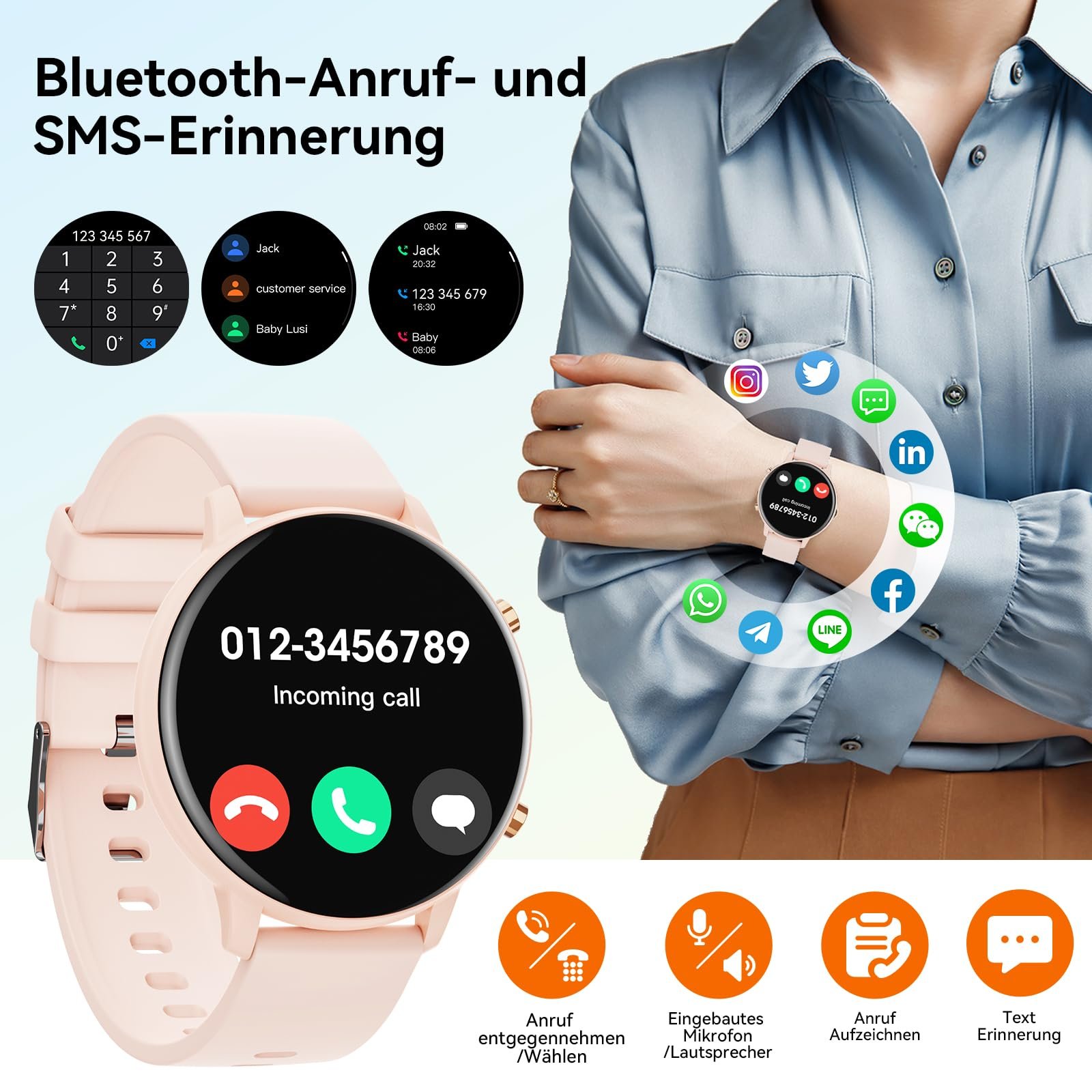 Смарт-годинник Hwagol 1.39 Inch Touchscreen Чорний, фото №5