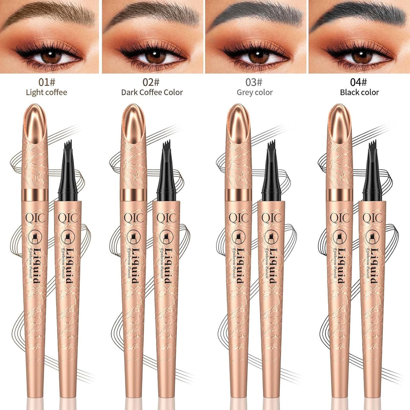 2024 Водостойкий карандаш для бровей 3D-миниатюрный с 4-зубцовым аппликатором Натуральные брови, фото №3