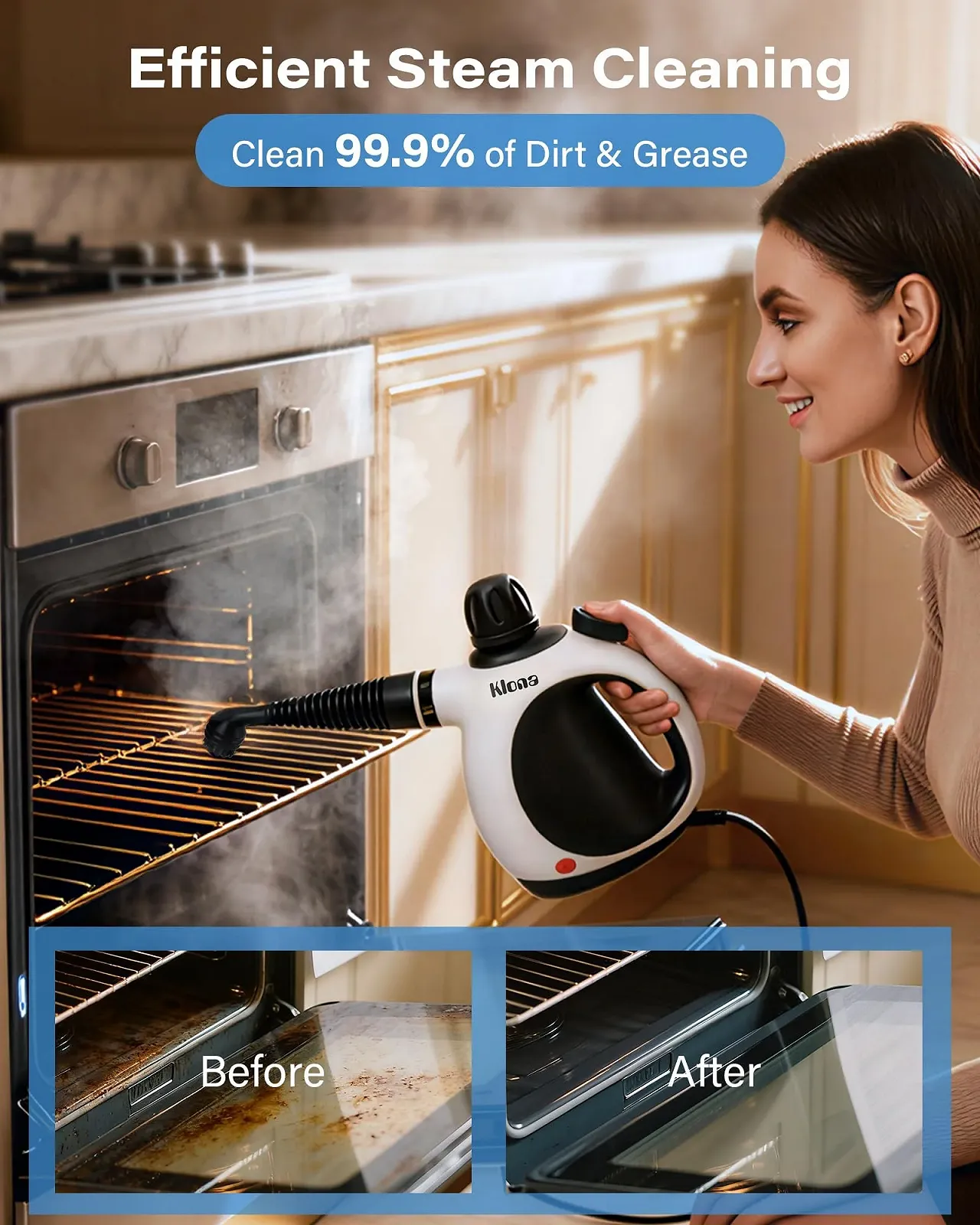 Пароочисник ручний KLONA 1050 Вт 350 мл з аксесуарами, фото №2