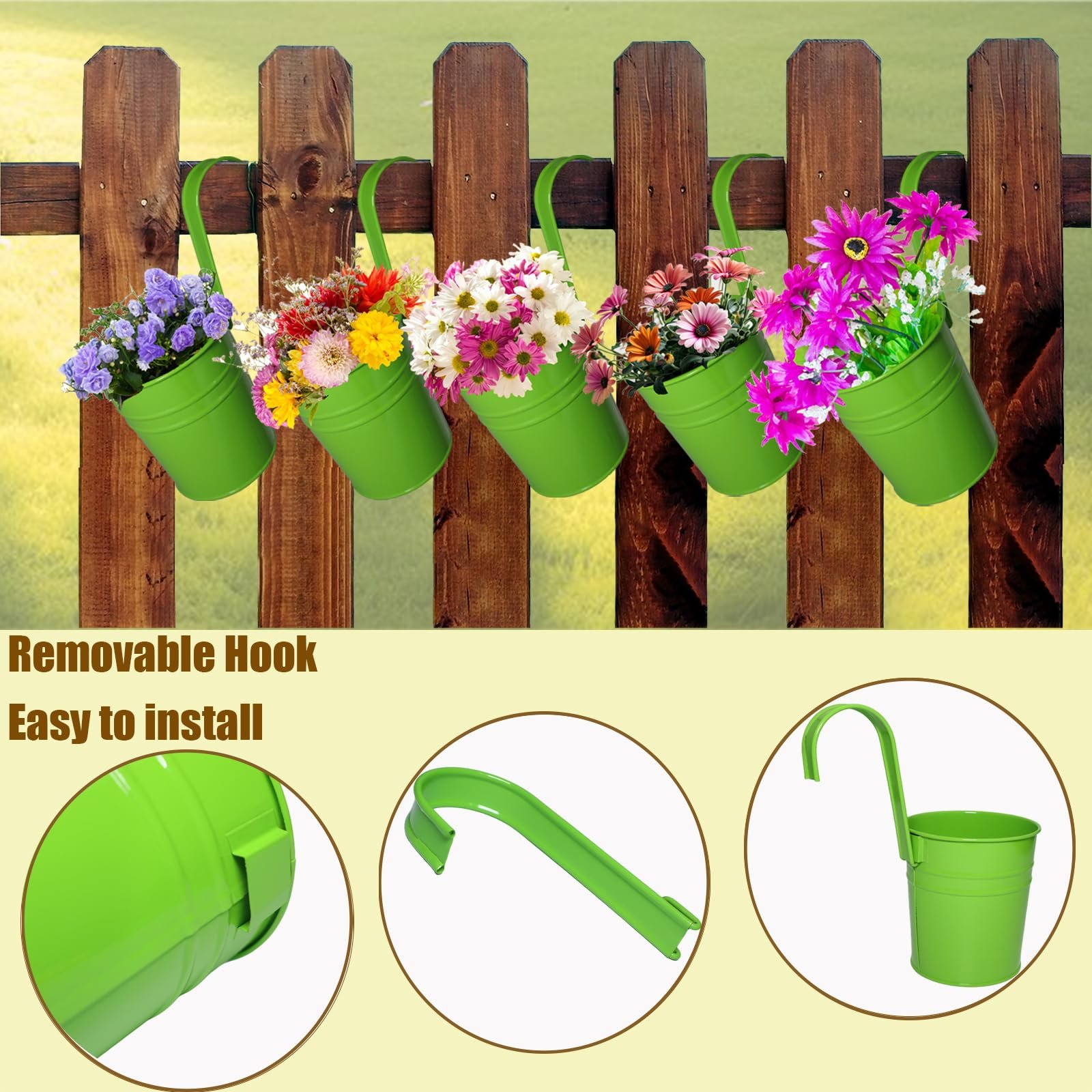 Набір горщиків підвісних металевих 15 шт. 3 кольори, фото №4