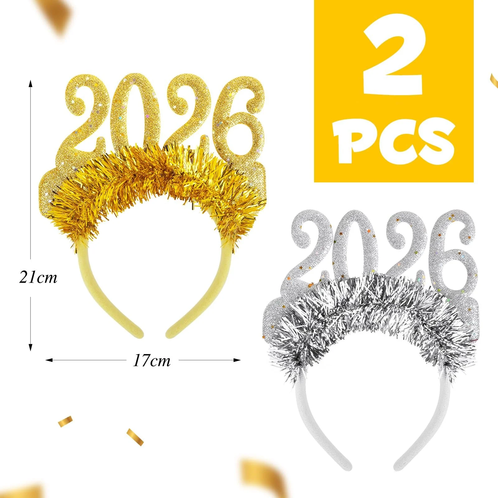 Обруч BETESSIN Новогодний Счастливого Нового года 2024 Золотистый Серебристый, фото №2 Обруч BETESSIN Новогодний Счастливого Нового года 2024 Золотистый Серебристый, фото №2