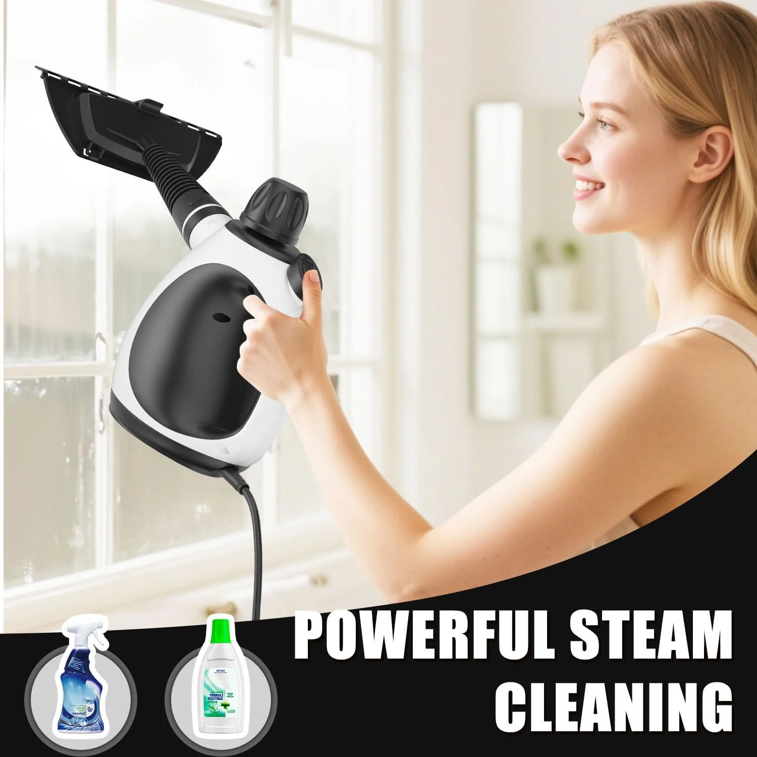 Ручной пароочиститель LAIKORE для дома, портативный, многоцелевой, для глубокой очистки, белый, фото №7